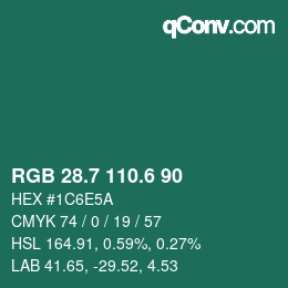 カラーコード: RGB 28.7 110.6 90 | qconv.com