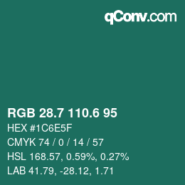 カラーコード: RGB 28.7 110.6 95 | qconv.com