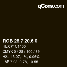 カラーコード: RGB 28.7 20.6 0 | qconv.com