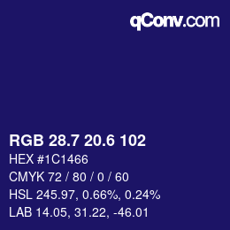 カラーコード: RGB 28.7 20.6 102 | qconv.com