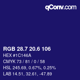 カラーコード: RGB 28.7 20.6 106 | qconv.com