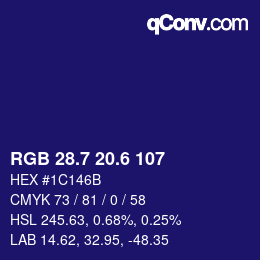 カラーコード: RGB 28.7 20.6 107 | qconv.com