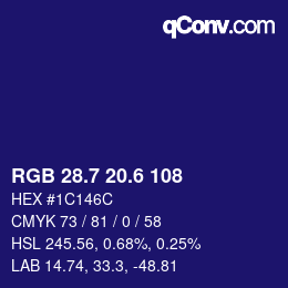 カラーコード: RGB 28.7 20.6 108 | qconv.com