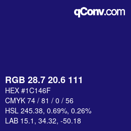 カラーコード: RGB 28.7 20.6 111 | qconv.com