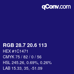 カラーコード: RGB 28.7 20.6 113 | qconv.com