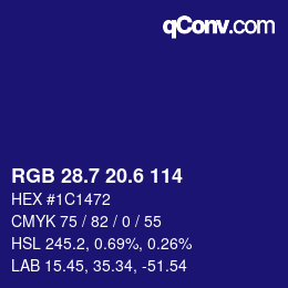 カラーコード: RGB 28.7 20.6 114 | qconv.com