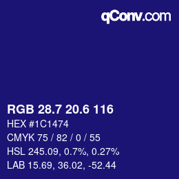 カラーコード: RGB 28.7 20.6 116 | qconv.com
