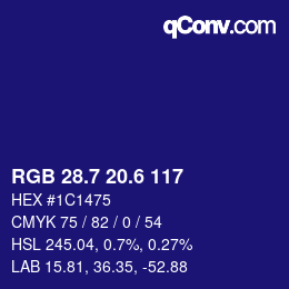 カラーコード: RGB 28.7 20.6 117 | qconv.com