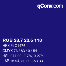 カラーコード: RGB 28.7 20.6 118 | qconv.com