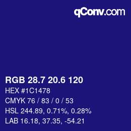 カラーコード: RGB 28.7 20.6 120 | qconv.com