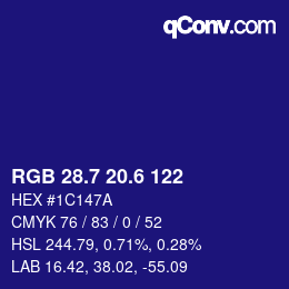 カラーコード: RGB 28.7 20.6 122 | qconv.com