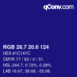 カラーコード: RGB 28.7 20.6 124 | qconv.com