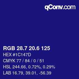 カラーコード: RGB 28.7 20.6 125 | qconv.com