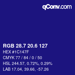 カラーコード: RGB 28.7 20.6 127 | qconv.com