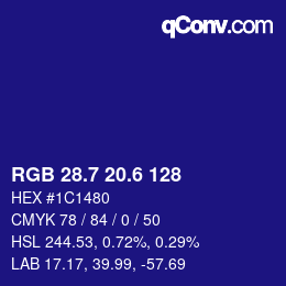 カラーコード: RGB 28.7 20.6 128 | qconv.com