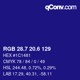 カラーコード: RGB 28.7 20.6 129 | qconv.com