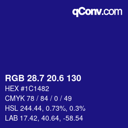 カラーコード: RGB 28.7 20.6 130 | qconv.com