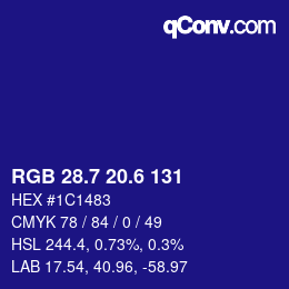 カラーコード: RGB 28.7 20.6 131 | qconv.com
