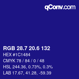 カラーコード: RGB 28.7 20.6 132 | qconv.com