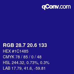カラーコード: RGB 28.7 20.6 133 | qconv.com