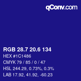 カラーコード: RGB 28.7 20.6 134 | qconv.com