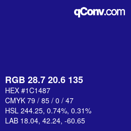 カラーコード: RGB 28.7 20.6 135 | qconv.com
