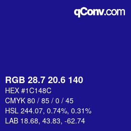 カラーコード: RGB 28.7 20.6 140 | qconv.com