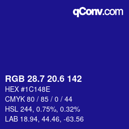 カラーコード: RGB 28.7 20.6 142 | qconv.com