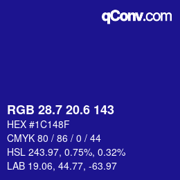 カラーコード: RGB 28.7 20.6 143 | qconv.com