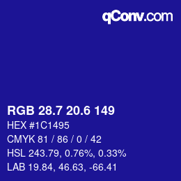 カラーコード: RGB 28.7 20.6 149 | qconv.com