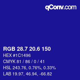 カラーコード: RGB 28.7 20.6 150 | qconv.com