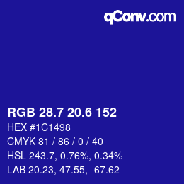 カラーコード: RGB 28.7 20.6 152 | qconv.com