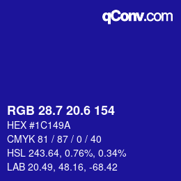 カラーコード: RGB 28.7 20.6 154 | qconv.com