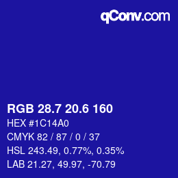 カラーコード: RGB 28.7 20.6 160 | qconv.com