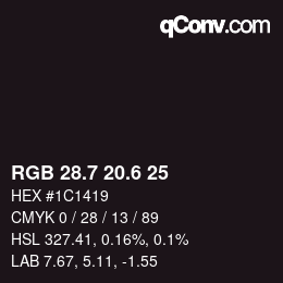カラーコード: RGB 28.7 20.6 25 | qconv.com