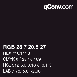 カラーコード: RGB 28.7 20.6 27 | qconv.com