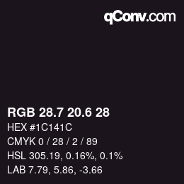 カラーコード: RGB 28.7 20.6 28 | qconv.com