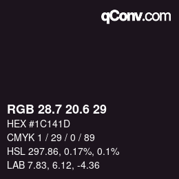 カラーコード: RGB 28.7 20.6 29 | qconv.com