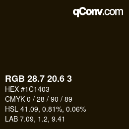 カラーコード: RGB 28.7 20.6 3 | qconv.com