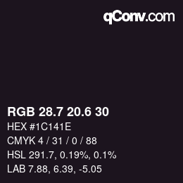カラーコード: RGB 28.7 20.6 30 | qconv.com