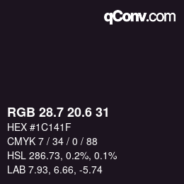 カラーコード: RGB 28.7 20.6 31 | qconv.com