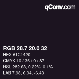 カラーコード: RGB 28.7 20.6 32 | qconv.com