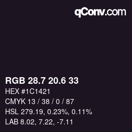 カラーコード: RGB 28.7 20.6 33 | qconv.com