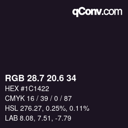 カラーコード: RGB 28.7 20.6 34 | qconv.com