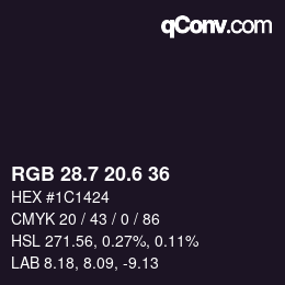 カラーコード: RGB 28.7 20.6 36 | qconv.com