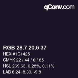 カラーコード: RGB 28.7 20.6 37 | qconv.com