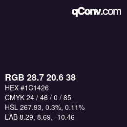 カラーコード: RGB 28.7 20.6 38 | qconv.com