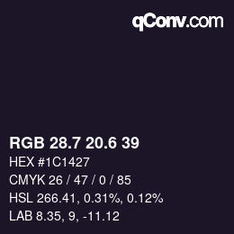 カラーコード: RGB 28.7 20.6 39 | qconv.com
