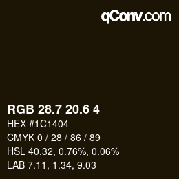 カラーコード: RGB 28.7 20.6 4 | qconv.com