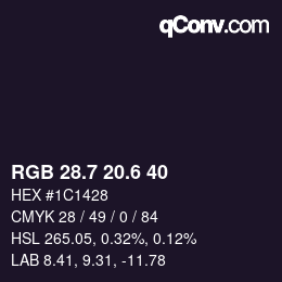 カラーコード: RGB 28.7 20.6 40 | qconv.com